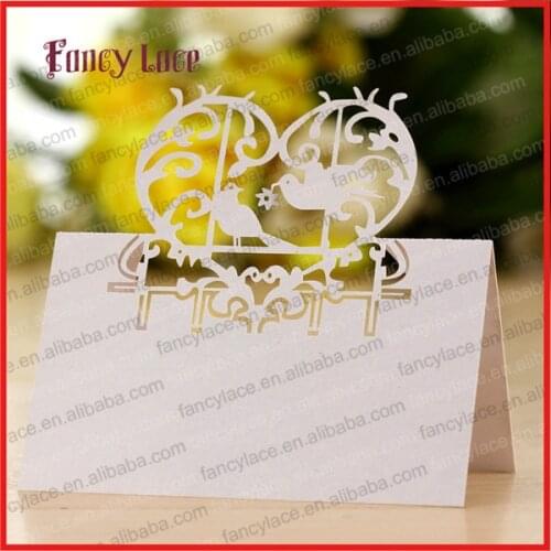 50PCS Hot Sale Laser Cutting Love Bird Wedding Invitation Paper Table Card, Elegent Place Name Cards Unique Wedding Party Decor