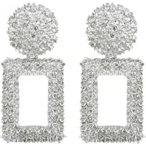 Bohemian Tassel Long Drop Earrings Crystal Geometric Earrings For Lady Cotton Silk Fabric Fringe Earrings Fashion Jewelry Gifts