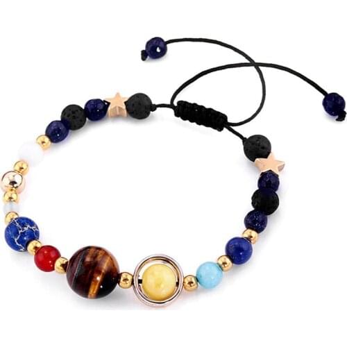 Universe Eight Planets Beads Bangles & Bracelets Fashion Jewelry Natural Solar System Energy Bracelet