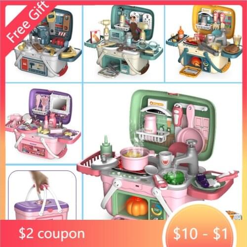 Children pretend toys simulation spray kitchen maintenance tools barbecue makeup doctor hand basket storage toys