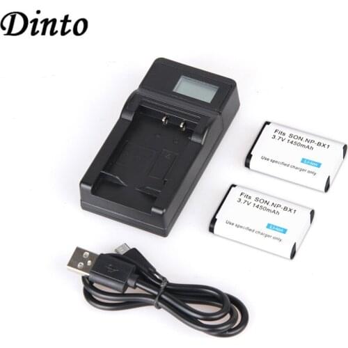 DINTO 2pcs NP-BX1 NPBX1 NP BX1 Camera Battery + LCD Display USB charger for Sony DSC-RX100 M2 RX1 HX300 HX400 HX50 AS15 WX300