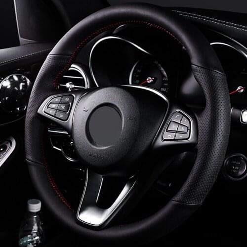 DIY Black Faux Leather Car Steering Wheel Cover For Mercedes Benz C180 C200 C260 C300 B200 E200 E300 CLS260 CLS300 GLC260 GLC