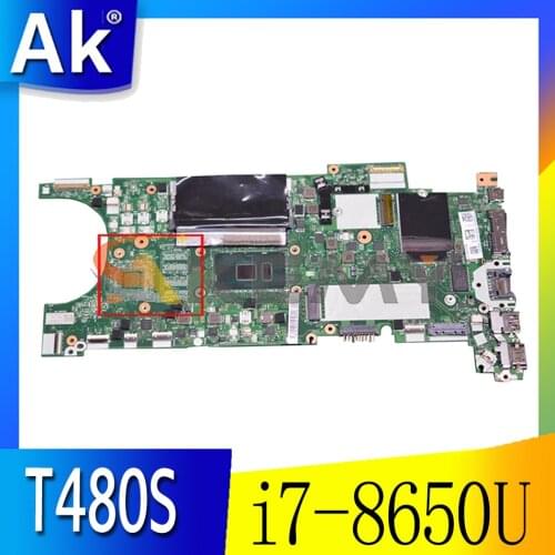 For Lenovo Thinkpad T480S laptop motherboard NM-B471 W/ CPU i7 8650U 8G-RAM tested FRU 01LV616 02HL854 02HL858 Mainboard