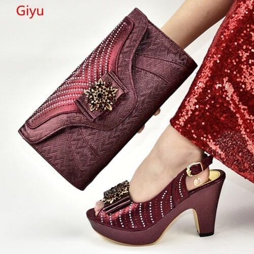 Doershow Italian Shoes with Matching Bags for Wedding Women Shoes and Bag to Match for Party Nigerian Shoes and Bag Set!SAB1-28