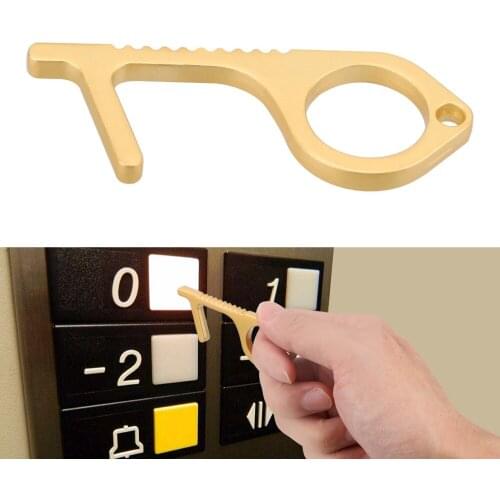 Door Opener Keychain Press Elevator Tool Avoid Touching Key Buckle Non-contact Door Handle Key Chain Portable