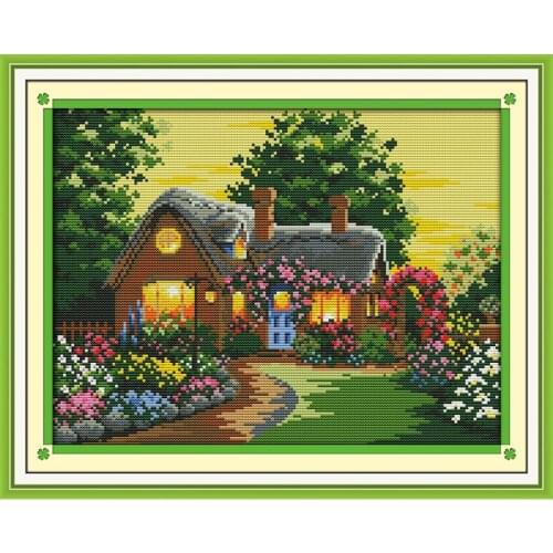 Everlasting Love Suburban House Chinese Cross Stitch Kits Ecological Cotton Printed 11CT DIY New Year Christmas Decorations Gift