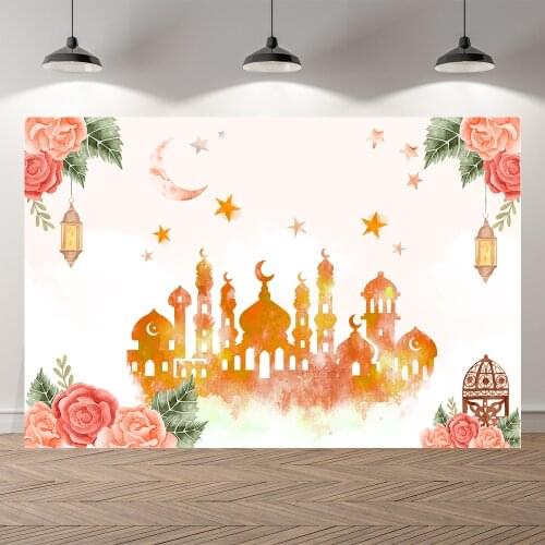 SeekPro Photo Backdrops Mosque Ramadan Festivals Mubarak Castle Party Poster Baby Birthday Photographic Backgrounds Photocall