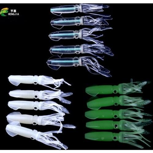 HENGJIA 10PCS 10cm Luminous Bait Isca Artificial bait Soft Fishing Lures Saltwater Octopus Deep Carp Fishing Tackle