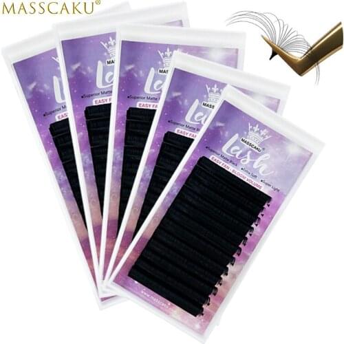 Custom 12 lines private label eyelashes rapid blooming eyelash extension 0.05 0.07 c d curl deep black easy fanning lashes