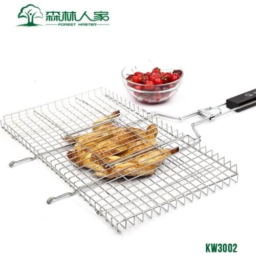 Barbecue tool extra large roasting fish clip commercial stainless steel household BBQ net grill wire mesh baking cooking