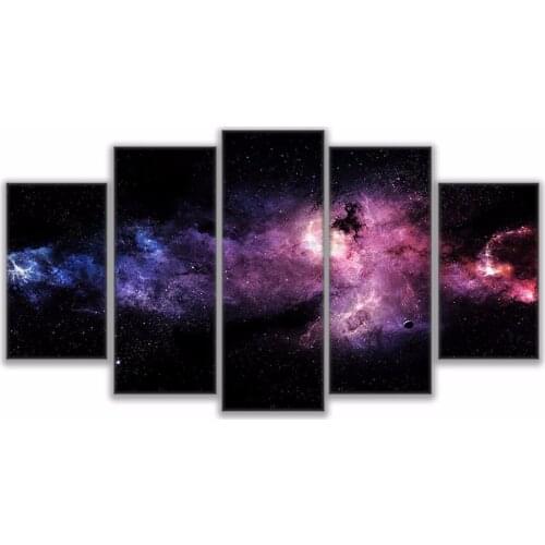 Canvas Paintings Wall Art HD Prints Starry Sky Poster 5 Pieces Nebula Abstract Landscape Pictures Ready To Hang Drop Shipping