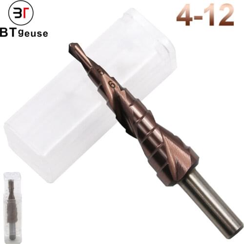 4-12mm HSS M35 Cobalt Double-edged Step Drill Bits Spiral Groove Round Shank Wood Stainless Steel Metal Hole Saw Tool