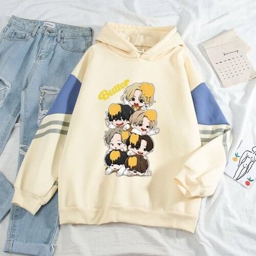 Korean Styles Kpop Bangtan Boys New Album Butter Printed Hoodies Oversized Sweatshirt Women/men Casual Harajuku Pullovers