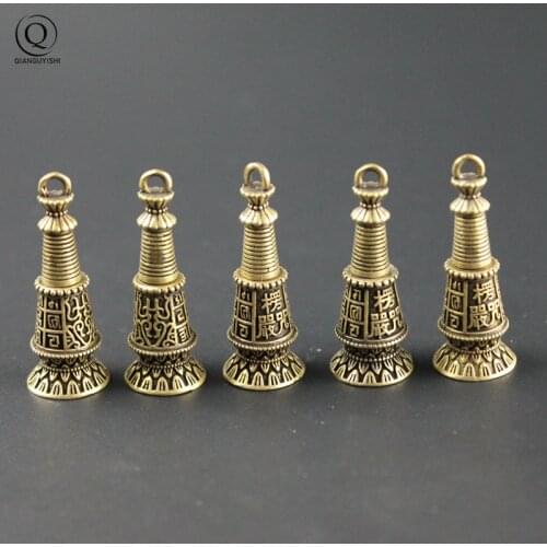 Brass Pendant Keychain Shurangama Mantra Tibetan Buddhism Gadanta Pagoda Stupa Bodhi Tower Buddhist Supplies Keyrings Hangings