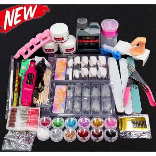 Acrylic Powder Set Nail Art Tool Kit Manicure Gel Polish Set With Nail Drill Nail Tips for Nail Art Nail Decorations Nail Extend