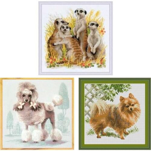 Dog meerkat patterns counted 11CT 14CT 18CT Cross Stitch Set DIY Chinese Cross-stitch Kits Embroidery Needlework Home Deco