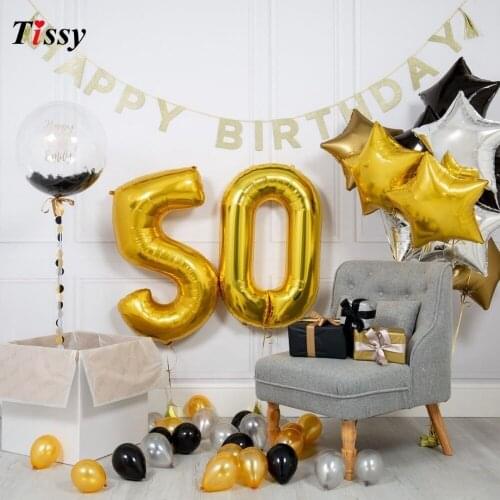Gold 30 40 50 60 Confetti Ball Anniversary Party Inflatable Helium Balloon Happy Birthday Decoration Birthday Party Supplies