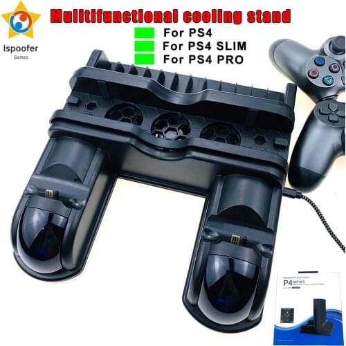 2020 New PS4/PS4 Slim/PS4 Pro Dual Controller Charger Console Vertical Cooling Stand Charging Station LED Fan For Playstation 4