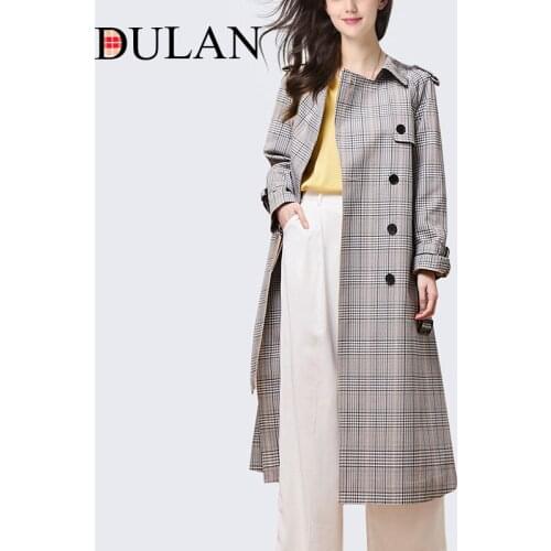 2021 New Spring Long Plaid British Windbreaker Womens Fashion Temperament Shows Thin Windbreaker Dress Is Versatile for