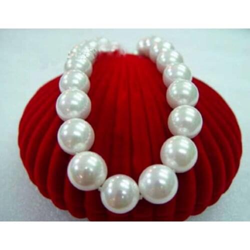 Charming 16mm AAA south sea white shell pearl necklace 18" 36"