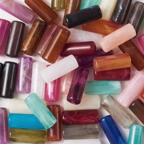 Column Imitation Stone Acrylic Beads Mixed color 20x8mm hole: 2mm about 480pcs/500g