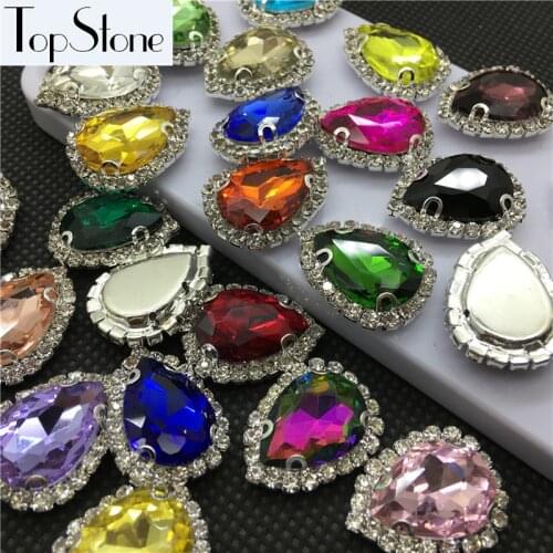 Sew On Stone Teardrop glass crystal fancy stone 13X18mm In handmade claw 18x24mm for Jewelry Making