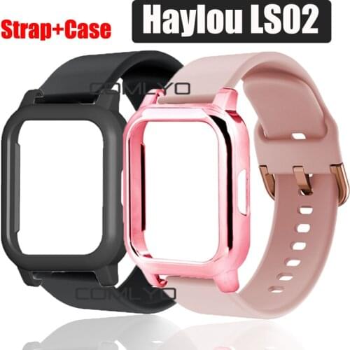 2in1 pack wristband for Haylou LS02 Strap silicone Smart Watch Bracelet belt LS02 PC case shell cover cases