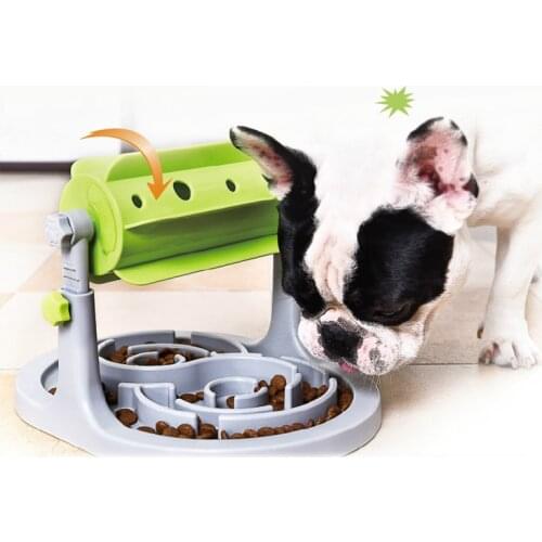 Rolling Adjustable Puzzle Slow Food Cat Dog Bowl Food Utensils Roller Leaking Food Anti Choke Slower Feeder Bowl Toy