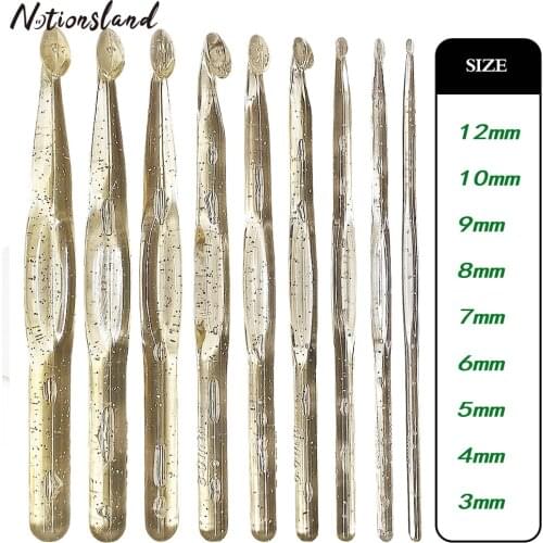9pcs/Set Crystal Crochet Hook 3-12mm Creative Design Knitting Craft Needles Weave Tools Knitting Knit Needles Hand-Knitting Tool
