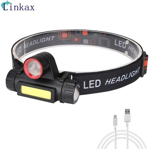 XPE COB LED Headlamp USB Rechargeable Headlight Flashlight THead Lamp Headlamp For Camping Fishing Hunting