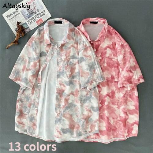 Shirts Women Tie Dye Design Cool Streetwear College Stylish Harajuku Loose Couple Unisex All-match Leisure Soft Summer 13 Colors