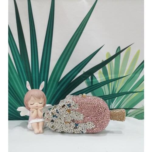 Pink White Popsicle Shape Crystal Woman Clutch Purse Evening Dinner Diamond Ladies Handbags Bridal Wedding Party Tote Female Bag