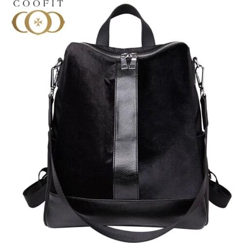 Coofit Fashion Patchwork Backpack Female New Oxford Backpack Women Retro Travel Shoulder Bag With Adjustable Strap Girl Rucksack