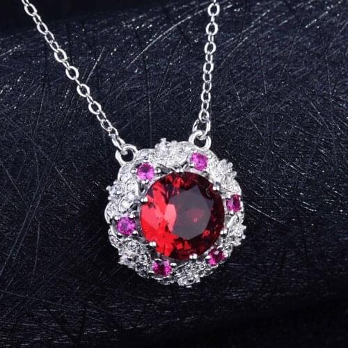 Classic Round Pendant Necklace Full Inlay AAA Cubic Zircon Elegant 925 Silver Jewelry For Women Wedding Valentines Day Gift