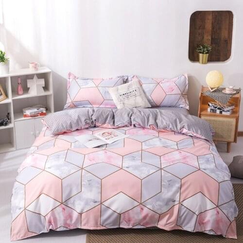 Hot Sale Simple Nordic Bedding Set Stripe Leaf Duvet Cover Set Color Quilt Cover Bed Sheet Single Double Queen Size Bed Linens