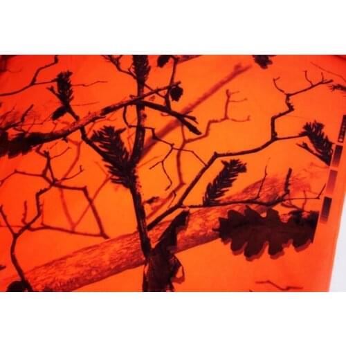 1.5M Width Tangerine Bionic Camouflage Cloth Polyester Knitting Elastic Soft Tree Camo Fabric for DIY Scarf Shirt Sofa Cover