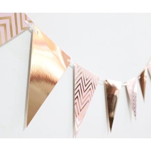 1 Set Foil Rose/Gold/Silver Banner Glitter Paper Pennant Flag Garlan for Wedding Decoration Birthday Banner Home Party Garland