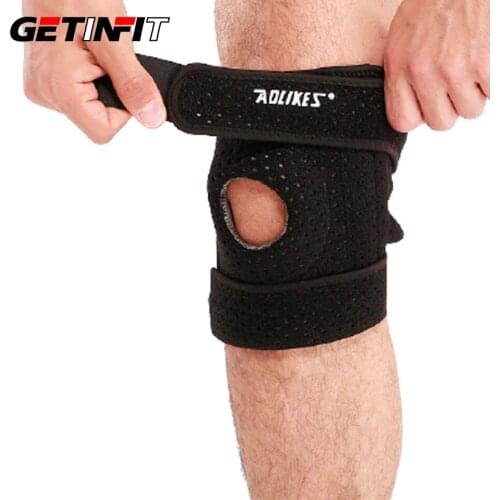 1PCS Knee pad Brace Knee Support with silicone pad springs straps for Running Gym Sport workout basketball cycling