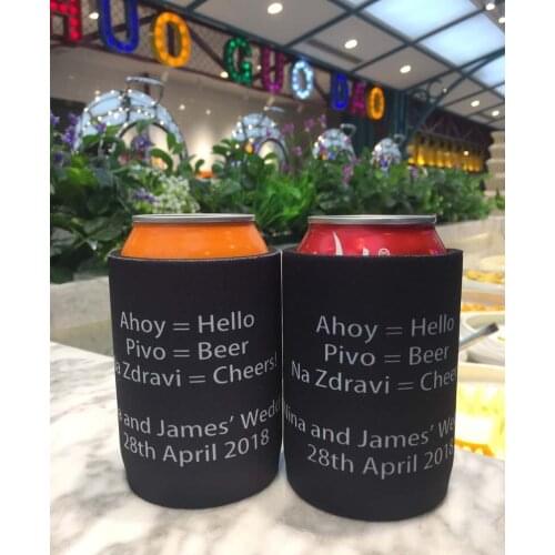 100pcs Stubby Holder With Customized LOGO/Pattern Printed Neoprene Beer Can Coolers With Solid Base For Wedding Bar Resturant