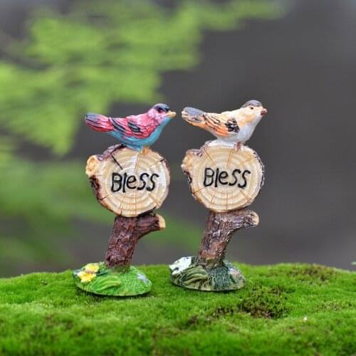 2PCS Mini Road Sign Welcome Stake Figurines Succulents Signpost Fairy Garden Miniature Bonsai Micro Landscape Doll House Decor