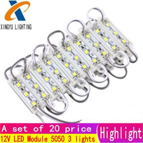 20PCS LED Module 5050 3 LED DC12V Waterproof Advertisement Design LED Modules Super Bright Lighting White/Warm white/RGB color