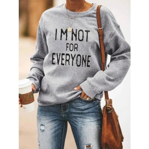 2020 Womens Sweatshirt Printed Letter Loose round Neck Long-Sleeved Gray Sweatershirts for Women