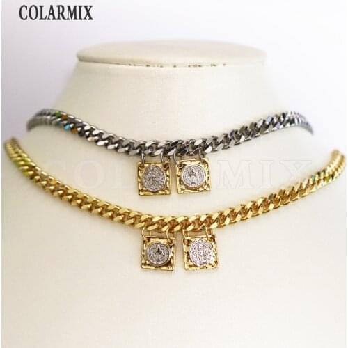 3 strands Double San Benito Charm collar necklace Lock chocker necklace for women religion jewelry fashion jewels gift 9633