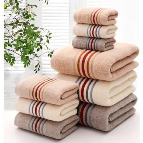 3 Towels/lot Super Soft Hand towel & Face Towel & Bath Towel Set Pure Cotton Bathroom Towels for Adults Absorbent Healthy