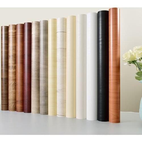 45cm Width Wood Grain Self Adhesive Wallpaper Waterproof Vinyl Kitchen Wardrobe Cabinet Furniture Renovation Door Wall Sticker