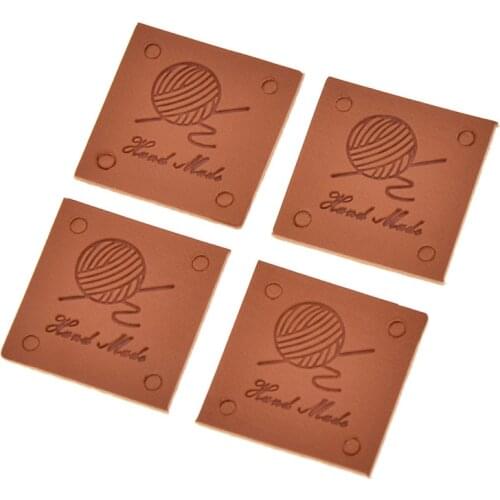 50Pcs/lot Square Shape Handmade Leather Clothing Labels For DIY Craft Sewing On Clothes Bag Shoes Decor Cloth Tags