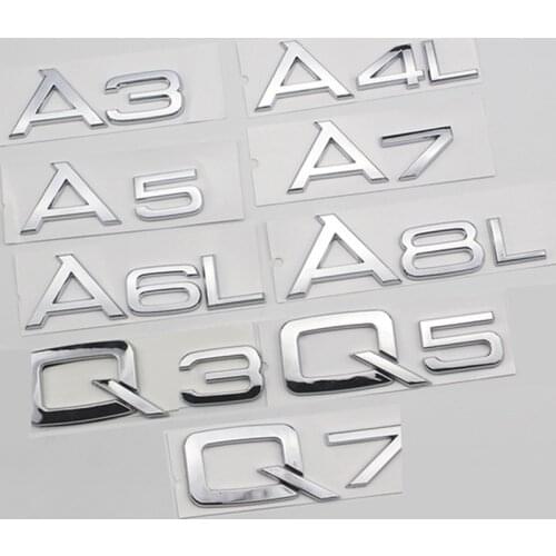 A3 A4L A5 A6L A7 A8 Q3 Q5 Q7 1.8T 2.0T 2.4 3.0T 3.2 3.6 4.2 for Audi All Trunk Discharging Capacity Emblem Car Styling Sticker