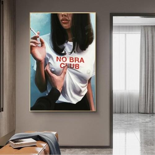 Abstract No Bar Club Smoking Girl Canvas Paintings Posters and Prints Modern Wall Art Pictures for Living Room Decor Unframed