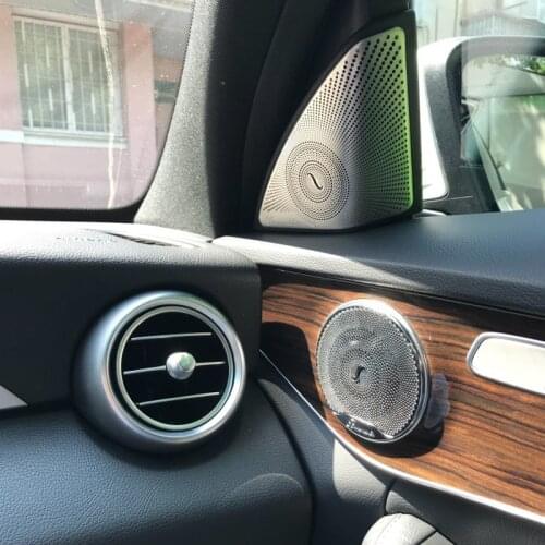 For Mercedes Benz New C Class W205 2015-2017 3D sticker Car-styling stainless steel Car Door Audio Speaker Decorative Cover Trim