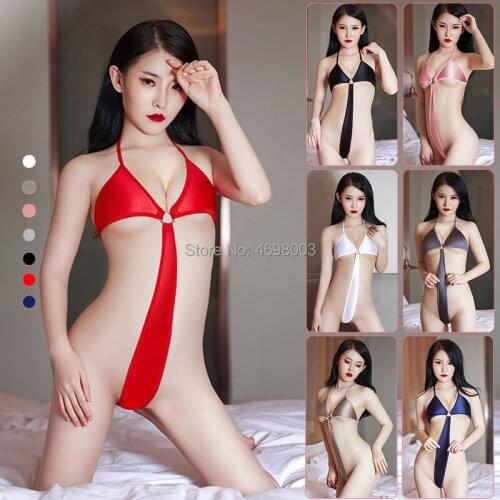 High Elasticity Oil Glossy Shiny Cosplay Swimsuit Hollow Out Lacing Bodysuit Porn Party Babydoll One Piece Sexy Women Body Suits